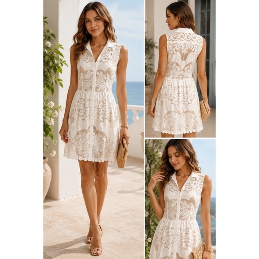 Greylin Ivory Lace Mini Dress S Embroidered Bridal Shower Rehearsal Dinner